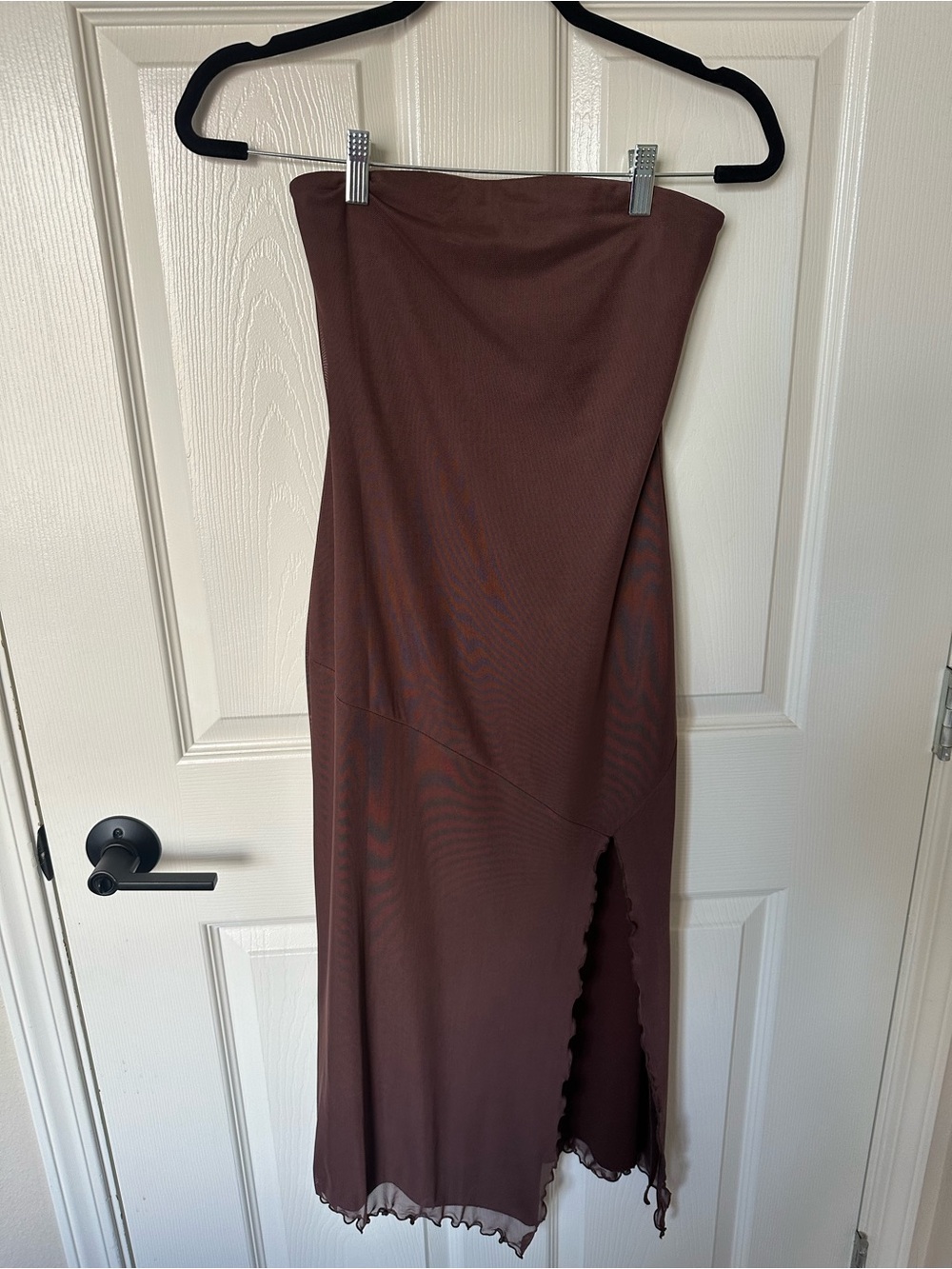 Urban Outfitters Brown Strapless Midi Skirt with Side Slit